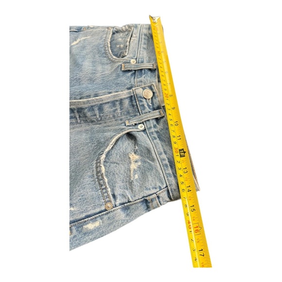 Agolde 90’s Jean Distressed Mid Rise Women’s Size 24X28 Light Blue Frayed Cotton - Picture 6 of 13